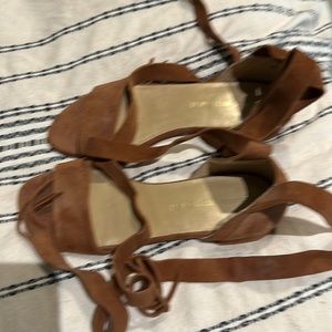 Stewart Weitzman Brown Suede Ankle-tie Sandals Size 8.5 Narrow (Never Worn)